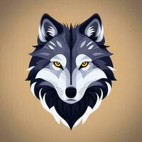 AI generated Cool Wolf Avatar Gamer Clip Art Sticker Decoration Simple Background photo