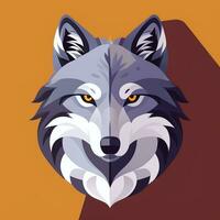 AI generated Cool Wolf Avatar Gamer Clip Art Sticker Decoration Simple Background photo