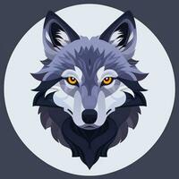 AI generated Cool Wolf Avatar Gamer Clip Art Sticker Decoration Simple Background photo