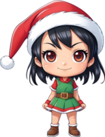 ai gegenereerd een anime meisje vervelend een de kerstman hoed png