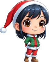 ai gegenereerd een anime meisje vervelend een de kerstman hoed png