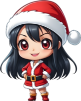 ai généré un anime fille portant une Père Noël chapeau png