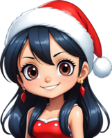 AI generated an anime girl wearing a santa hat png