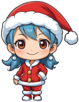 ai generado un anime niña vistiendo un Papa Noel sombrero png