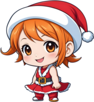 AI generated an anime girl wearing a santa hat png