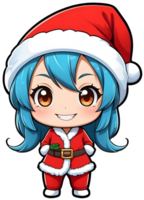 ai generiert ein Anime Mädchen tragen ein Santa Hut png