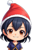 AI generated an anime girl wearing a santa hat png