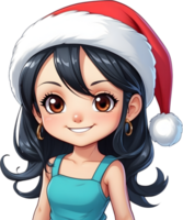 AI generated an anime girl wearing a santa hat png