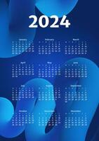 3d azul tubo fluir calendario póster para 2024. moderno resumen diseño con vibrante colores, líquido movimiento, y Copiar espacio. ideal para web pancartas, eventos, y saludos. no ai generado vector