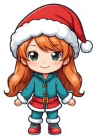 ai gegenereerd een anime meisje vervelend een de kerstman hoed png