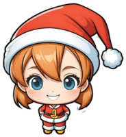 ai gegenereerd een anime meisje vervelend een de kerstman hoed png