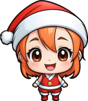 AI generated an anime girl wearing a santa hat png