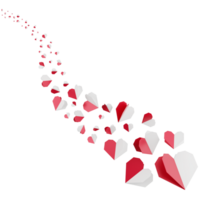 Herz Papier fließend auf das Weg Clip Art eben Design Symbol isoliert auf transparent Hintergrund, 3d machen Valentinstag Konzept png