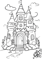 AI generated coloring pages for kids castle coloring pages ai generative png