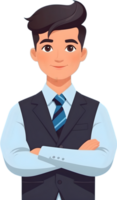 AI generated cartoon avatar of a boy with black hair png