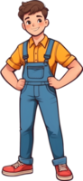 AI generated a cartoon man wearing overalls and a yellow shirt ai generative png