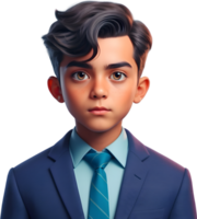 AI generated cartoon avatar of a boy with black hair png