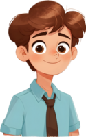 AI generated cartoon boy with brown hair and tie ai generative png