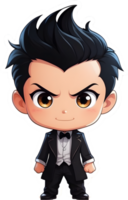 ai generato chibi cartone animato personaggio nel smoking ai generativo png