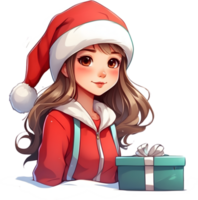 AI generated a girl wearing a santa hat png