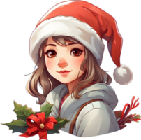 AI generated a girl wearing a santa hat png