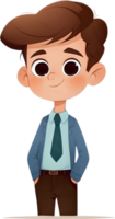 AI generated cartoon boy with brown hair and tie ai generative png