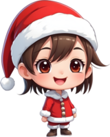 ai generiert ein Anime Mädchen tragen ein Santa Hut png