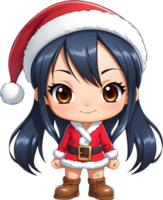 AI generated an anime girl wearing a santa hat png