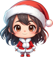 ai generado un anime niña vistiendo un Papa Noel sombrero png