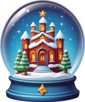 AI generated christmas snow globe with a house and trees ai generative png