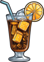 AI generated glass of iced tea with lemon slice and straw ai generative png