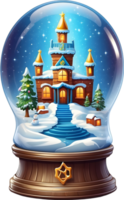 AI generated christmas snow globe with a house and trees ai generative png