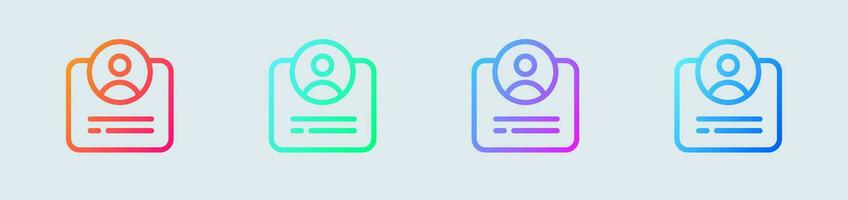 Registration line icon in gradient colors. New user signs vector illustration.