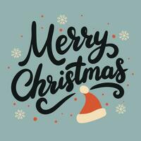 Merry Christmas lettering banner. Square banner Merry Christmas. Handwriting calligraphy holiday banner. Hand drawn vector art.