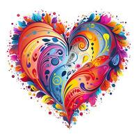 AI generated View of a colorful heart love design photo