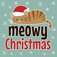 meowy christmas t-shirt design this design is perfect for t-shirts, posters, cards, mugs and more. vector