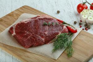 Raw ribeye steak photo