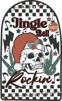 Jingle Bell Christmas skeleton T shirt Design vector