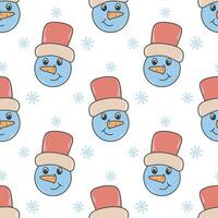 Snowmen and snowflakes seamless pattern vector