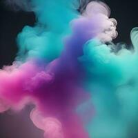 ai generado color pintar fumar salpicaduras fluye de magia polvo con Brillantina partículas y destellos vector realista conjunto de fluido color nubes de niebla o vapor foto