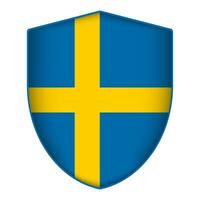 Sweden flag in shield shape. Vector illustration.