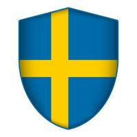 Sweden flag in shield shape. Vector illustration.