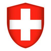 Switzerland flag in shield shape. Vector illustration.