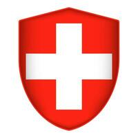 Switzerland flag in shield shape. Vector illustration.