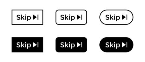 Skip button icon vector in flat style. Stop advertising video