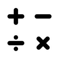 suma, sustracción, división, y multiplicación icono vector. matemáticas símbolo vector