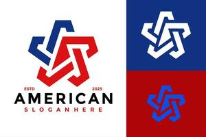 Letter A American Star Logo design vector symbol icon illustration