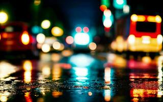AI generated Dusk Rain Capturing the Shimmer of Urban Life in the Rain ai generated photo