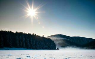 Frozen Tranquility A Winter Morning in the Carpathians ai geneated photo