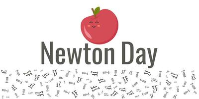 Happy Newtons day festive background with apple. vector